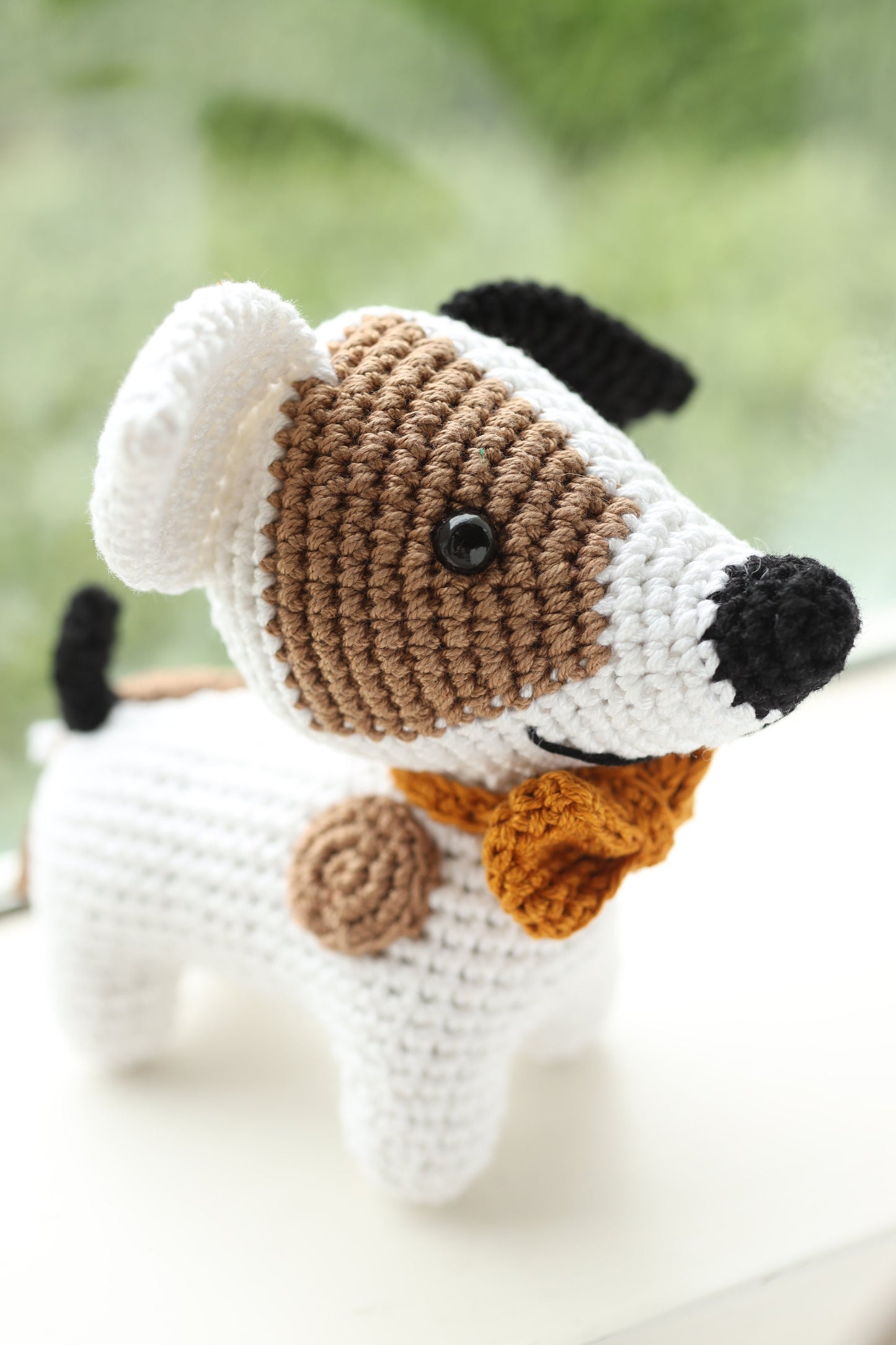 Crochet Spotty Dog with Bowtie: Handmade Cotton Gift