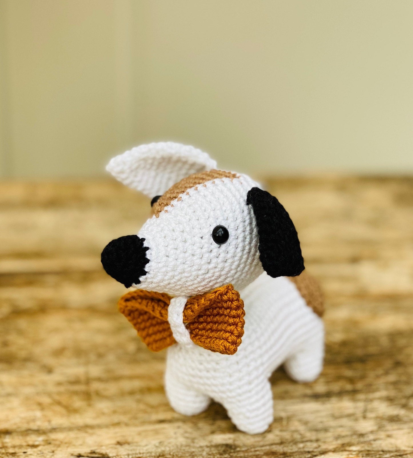 Crochet Spotty Dog with Bowtie: Handmade Cotton Gift