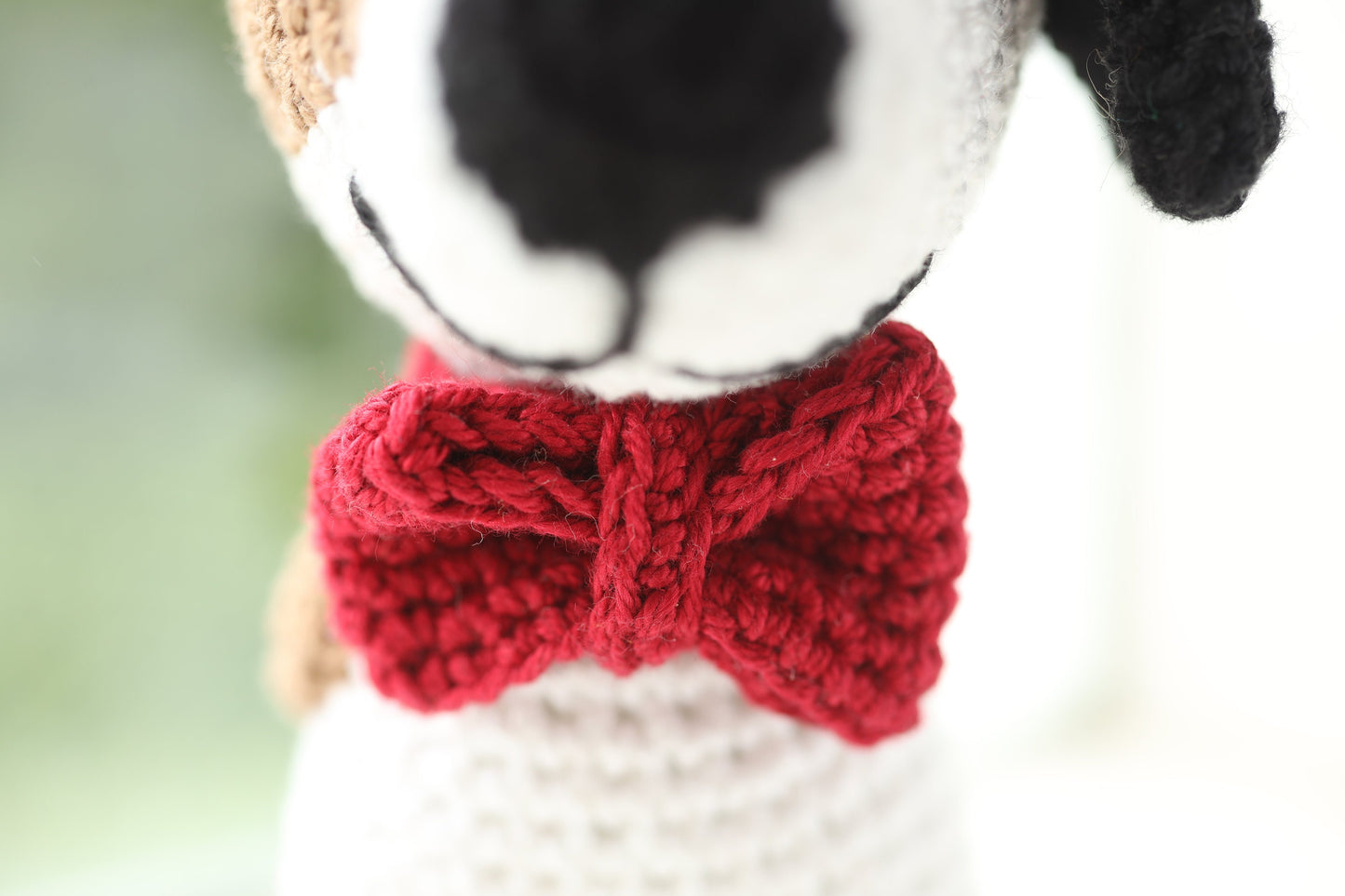 Crochet Spotty Dog with Bowtie: Handmade Cotton Gift