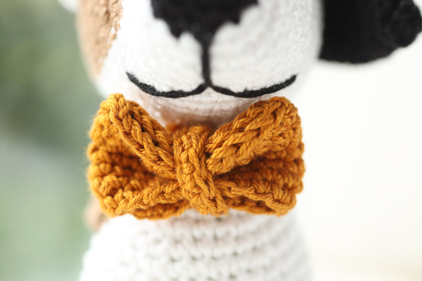 Crochet Spotty Dog with Bowtie: Handmade Cotton Gift